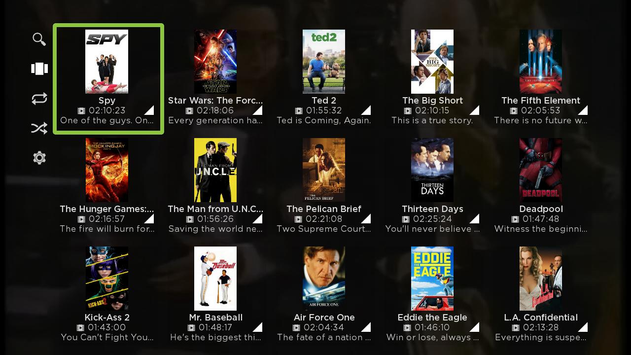 Mezzmo for Roku app - Movies Grid View